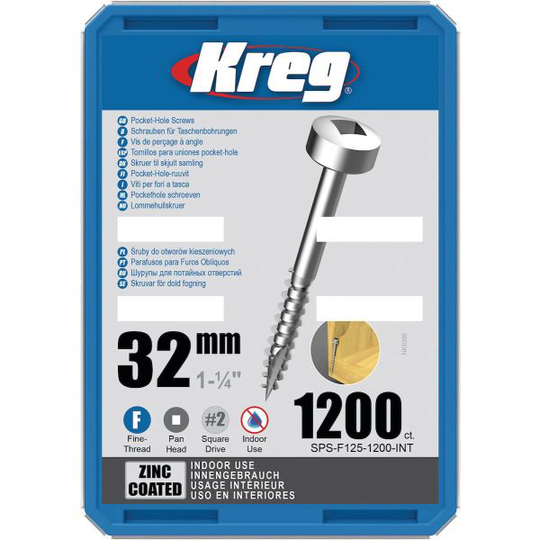 Kreg SPS-F125-1200-INT Skruv 32 mm Ø, förzinkad, Pan Head 1200-pack