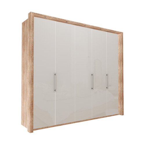 Garderob Atlanta - Ljus rustik ek 250 cm, 236 cm, Med ram