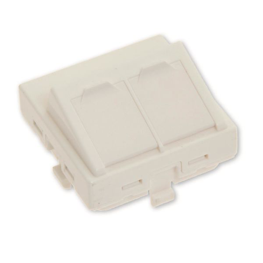 Eurolan 16A-00-08WT Centrumplatta 2 x RJ45, 45 x 45 mm