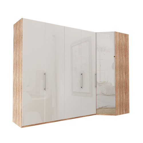 Garderob Atlanta - Ljus rustik ek 200 cm, 216 cm, Hörn