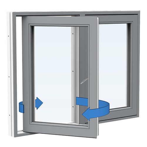 Energi Aluminium Sideswing-fönster 11, 8, Askgrå
