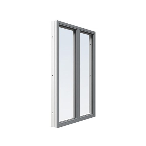 Energi Aluminium Fast fönster med mittpost 10, 8, Askgrå