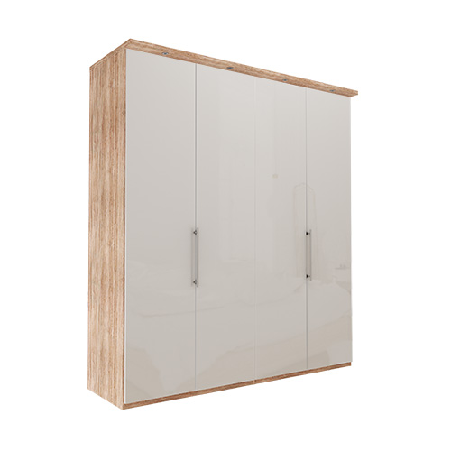 Garderob Atlanta - Ljus rustik ek 200 cm, 216 cm, Med kornisch