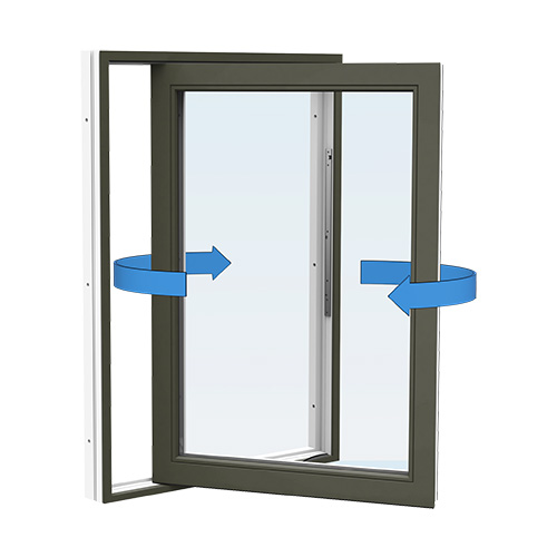 Energi Aluminium Sideswing-fönster 9, 14, Olivgrön