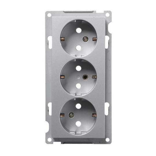 Elko Plus Vägguttagsinsats 3-vägs, aluminium