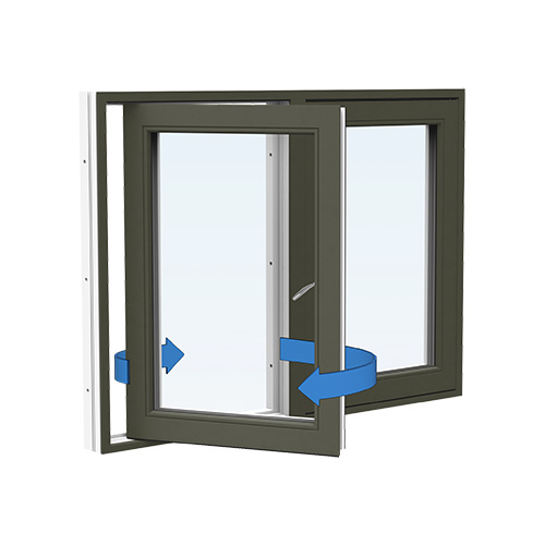 Energi Aluminium Sideswing-fönster 12, 6, Olivgrön