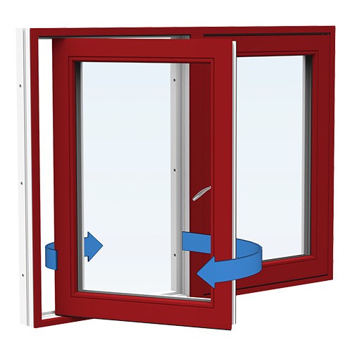 Energi Aluminium Sideswing-fönster 13, 14, Röd