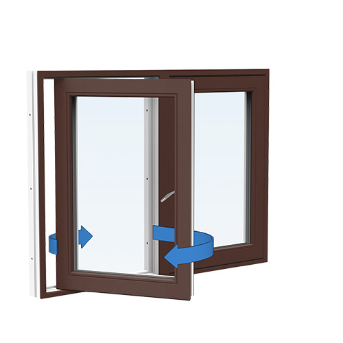Energi Aluminium Sideswing-fönster 17, 15, Nötbrun