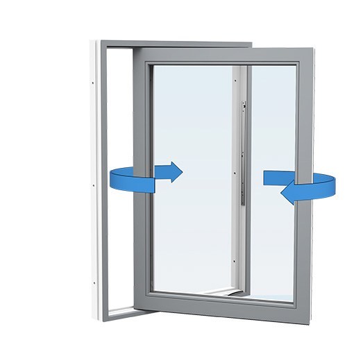 Energi Aluminium Sideswing-fönster 8, 13, Askgrå