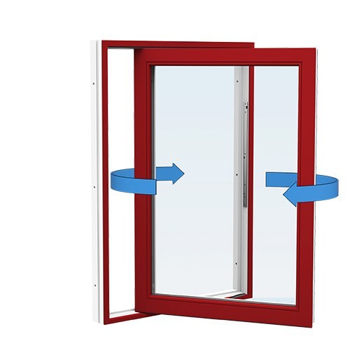Energi Aluminium Sideswing-fönster 7, 8, Röd