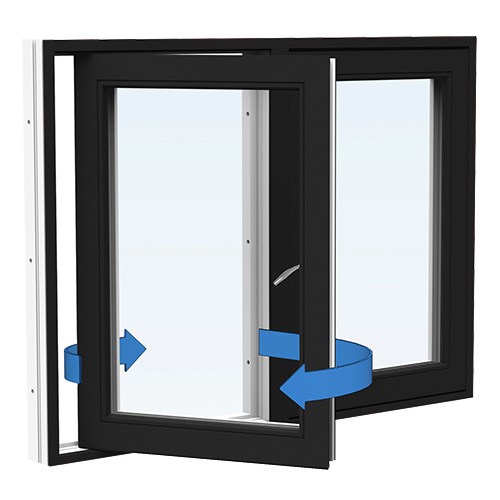 Energi Aluminium Sideswing-fönster 13, 7, Svart