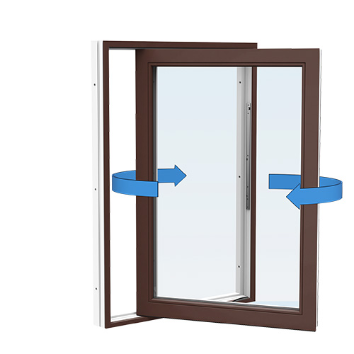 Energi Aluminium Sideswing-fönster 7, 10, Nötbrun