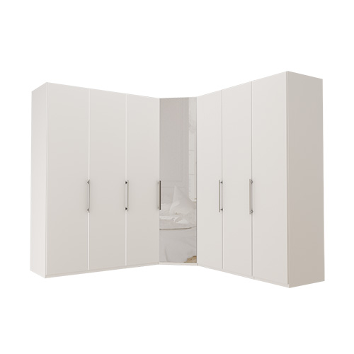 Garderob Atlanta - Vit 150 + hörn + 150, 216 cm, Vit